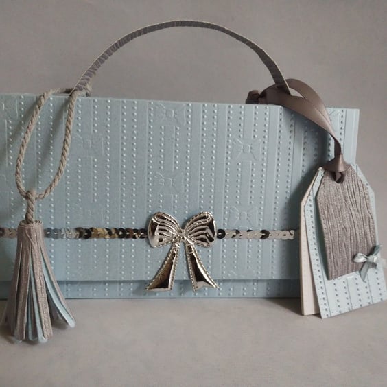 Baby Blue and Silver Handbag Style Gift Box 