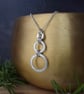 Sterling Silver Circle Necklace - Textured Open Circle Pendant - Image 2