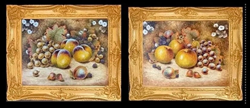 Worcester Fruit . Pair of Framed Special Edition Canvas Prints 