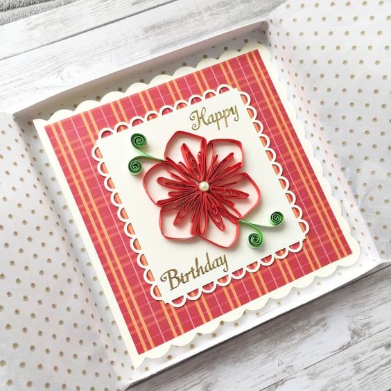 Quilled birthday card - boxed card option