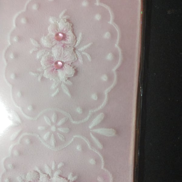 Pretty pink floral parchment bookmark