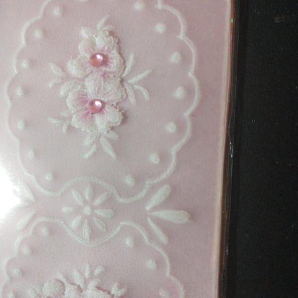 Pretty pink floral parchment bookmark