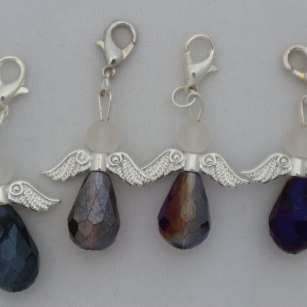 Crochet stitch markers - silver Christmas angel x4 Dusk