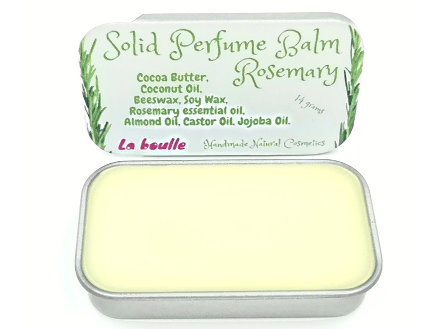 Rosemary Solid Natural Perfume Balm. For sensitive skin. Handmade. UK.