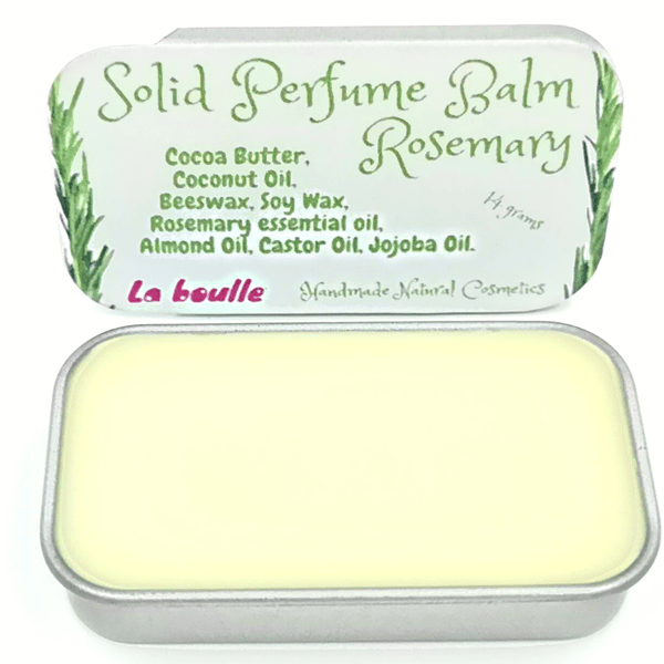 Rosemary Solid Natural Perfume Balm. For sensitive skin. Handmade. UK.