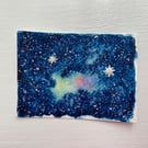 ACEO Original Abstract Watercolour Painting Nebula and Two Stars