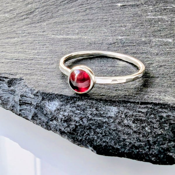 Weekend sale until 6th OCT Sterling Silver Garnet Ring, Handmade Urban 