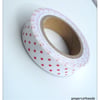 5m Roll Self-Adhesive Fabric Ribbon Tape - 15mm - Polka Dot - White