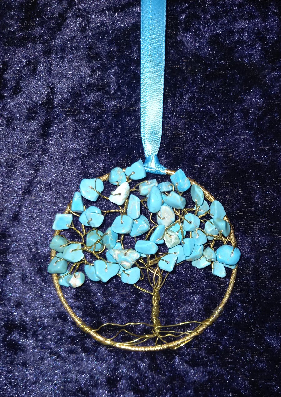 Turquoise  tree of life bangle hanger 