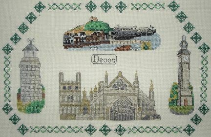 Devon map (landmarks in Devon) cross stich kit