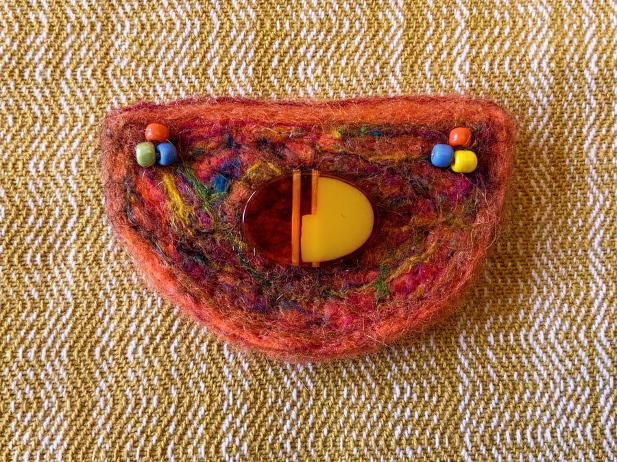 Semi Circle Wool & Silk Brooch