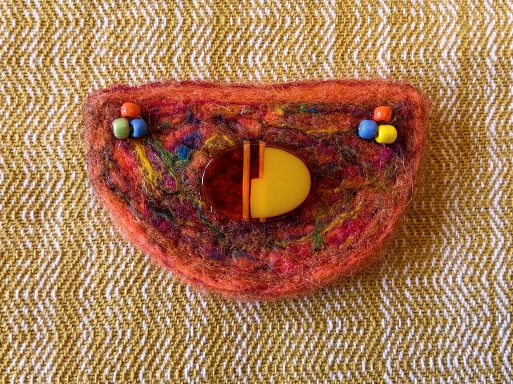 Semi Circle Wool & Silk Brooch