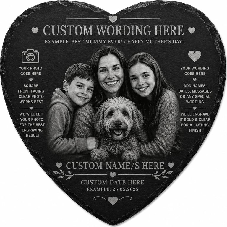 Personlized Heart Photo's Engraving on Slate Coaster