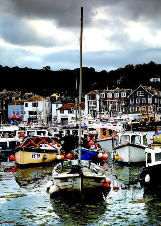 Print of Mevagissey Harbour, Boats Picture Cornwall Photo
