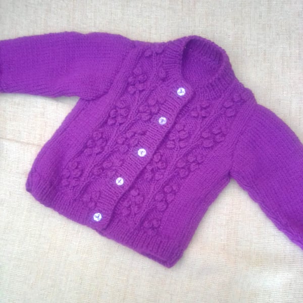 Cherry Pattern Baby's Cardigan, Baby Shower Gift, Christening Gift