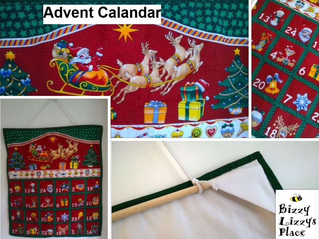 Advent Calendar with 24 Pockets (Red and Green Traditional Design)