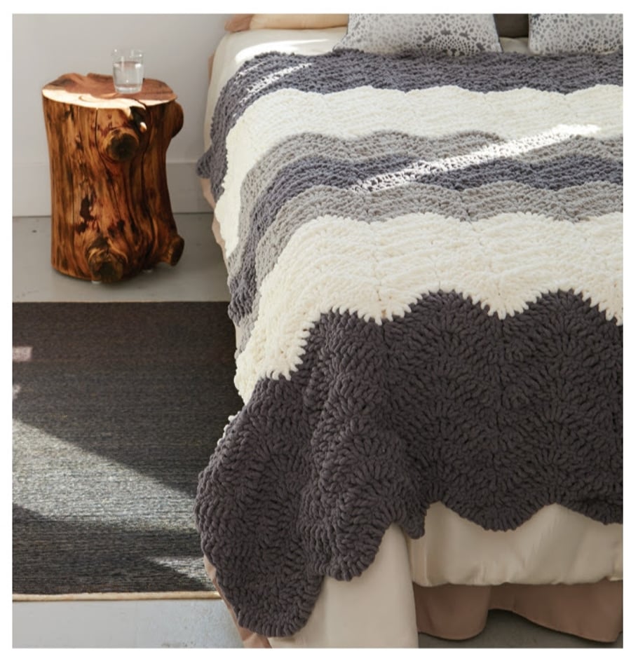 Crochet double chevron blanket