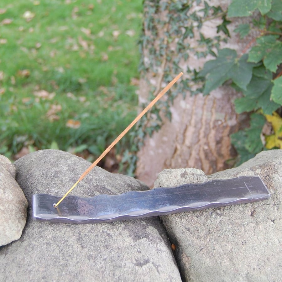 Hand Forged Steel Incense Holder - Scalloped Edge Incense Stick Holder