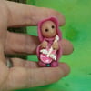 Tiny Minstrel Gnome 'Monica' with enamel guitar OOAK Sculpt Ann Galvin