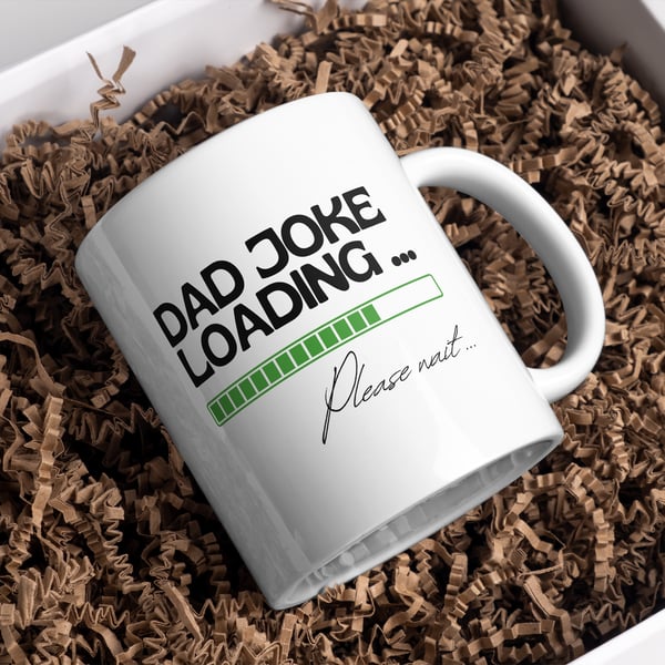 Dad Jokes Loading, Please Wait Mug - Bold Text Design: Unique Gift for Dad, Gift