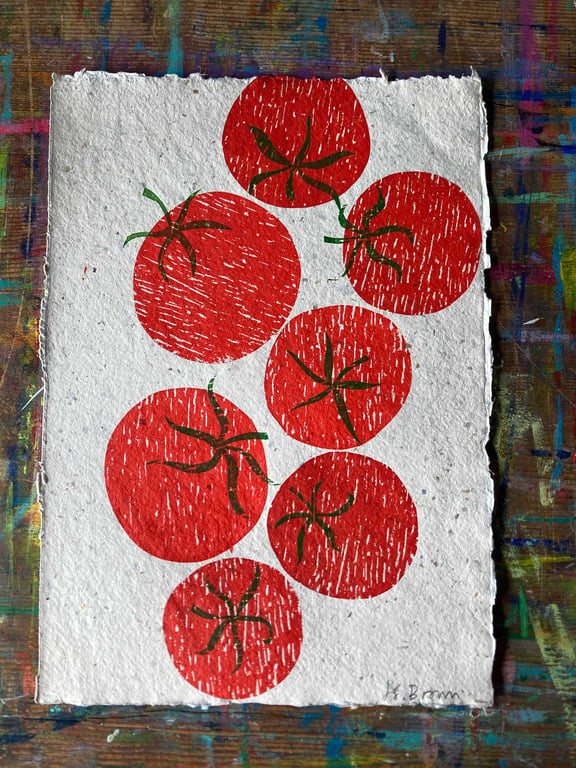 Tomatoes original screen print by Jo Brown