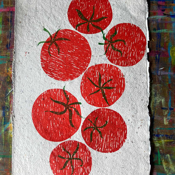 Tomatoes original screen print by Jo Brown