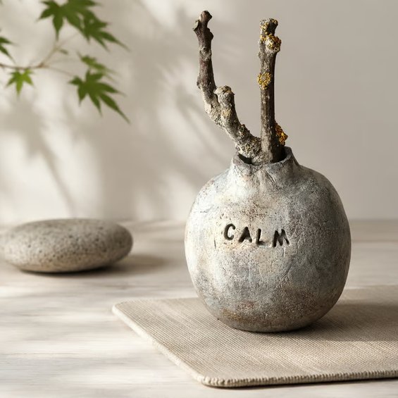 Smoke Fired Style Vessel, 'Calm' Clay Globe Bud Vase, Wabi Sabi Decor