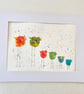 Family of Six Leggy Birds watercolour painting. Size A4.    