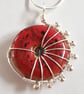 Silver Wirework Spiral Pendant with Red Ceramic Bead - Limited Edition - Image 3