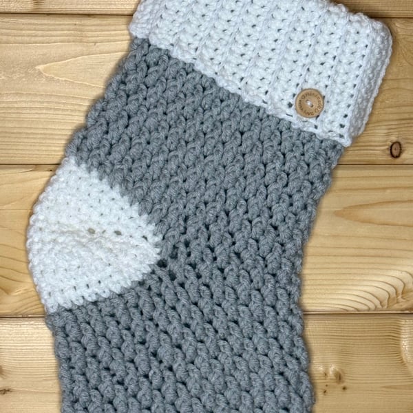 Large Silver Christmas Stocking