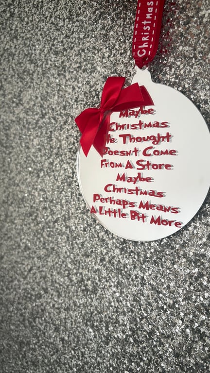 Grinch Inspired Christmas Ornament Maybe Christmas Means More Quote Holiday Mirr