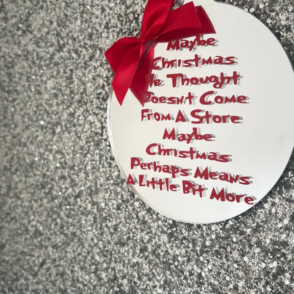 Grinch Inspired Christmas Ornament Maybe Christmas Means More Quote Holiday Mirr