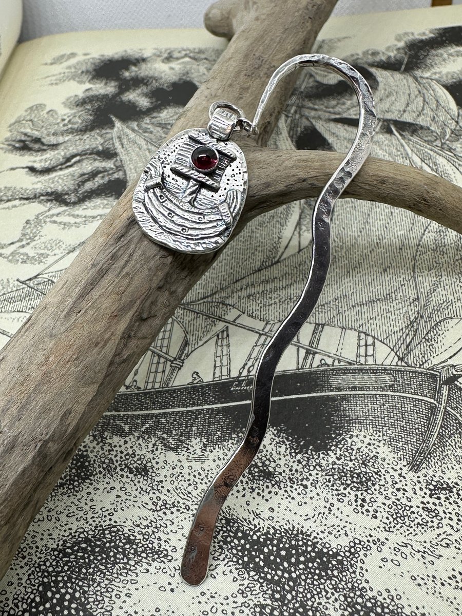 Viking Ship Bookmark with Garnet