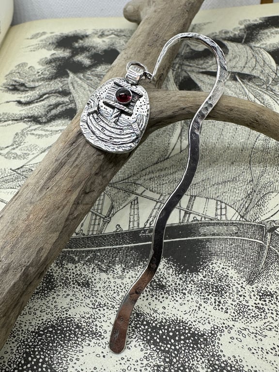 Viking Ship Bookmark with Garnet
