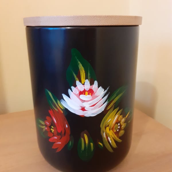 Upcycled ceramic storage jar