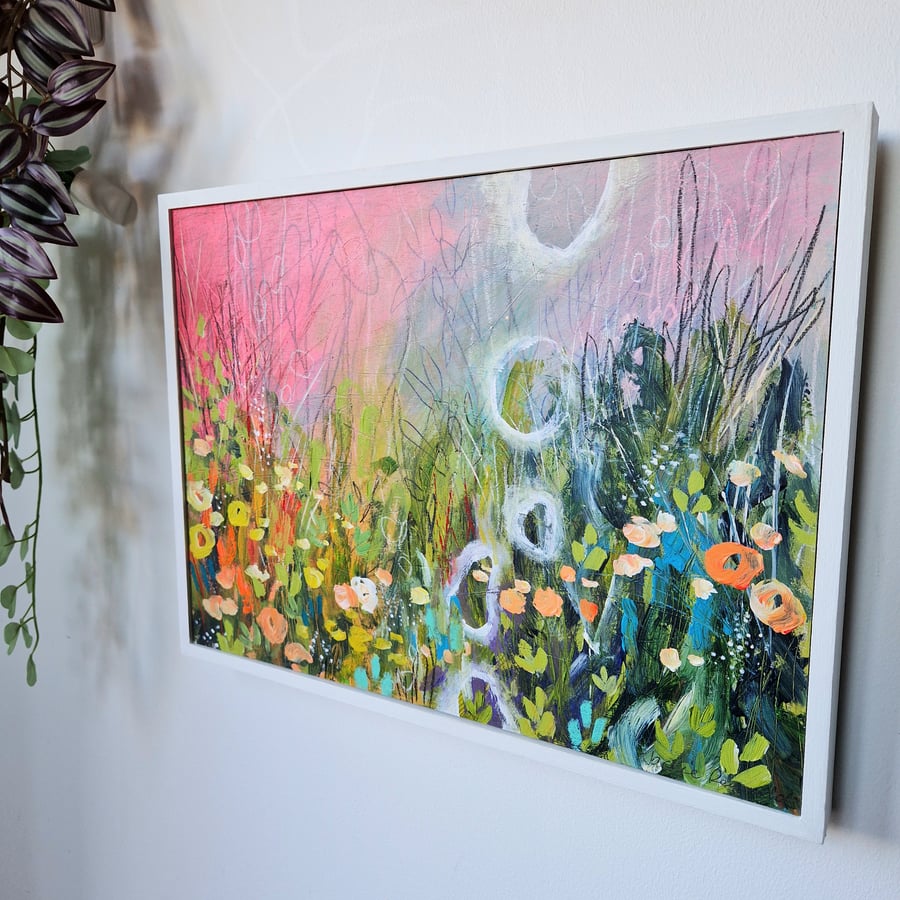 'In the evening light' Original mixed medium painting 