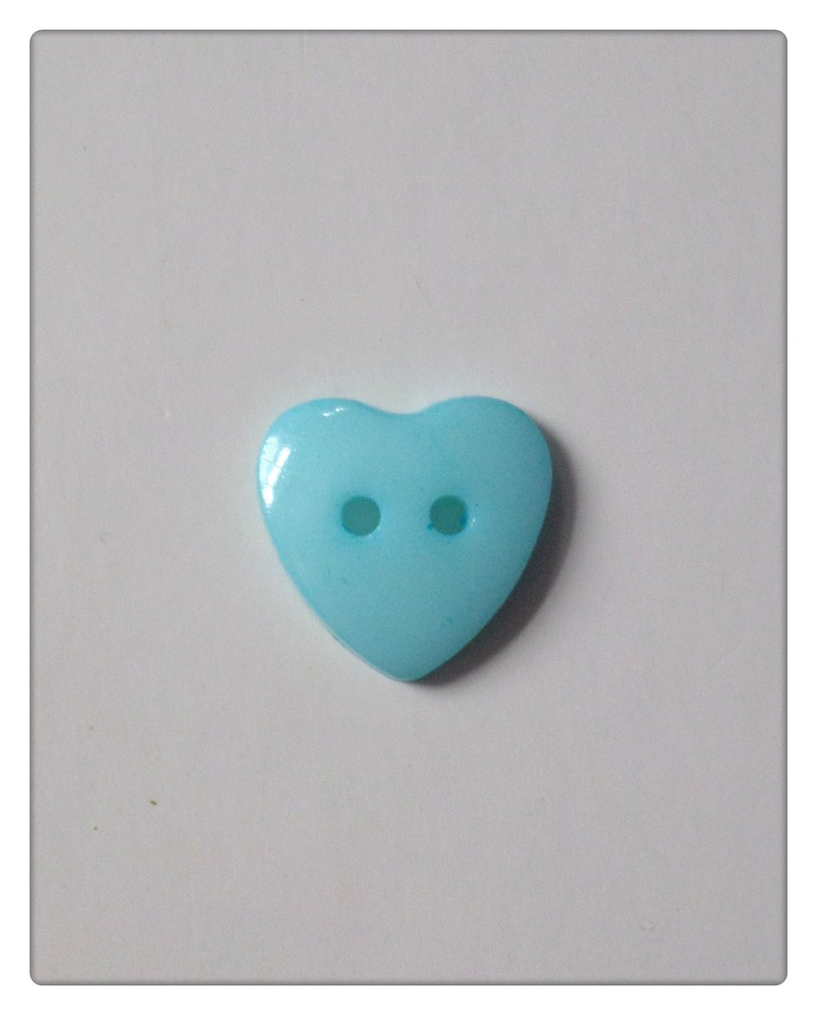 50 x 2-Hole Acrylic Buttons - Heart - 14mm - Sky Blue 