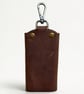Rustic Brown Full Grain Leather Key Case Silent Snap Wrap Handmade UK - Image 5