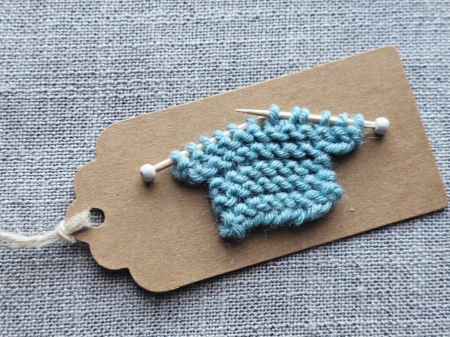 Duck Egg Blue Tiny Knitted Jumper Handmade Gift Tag 