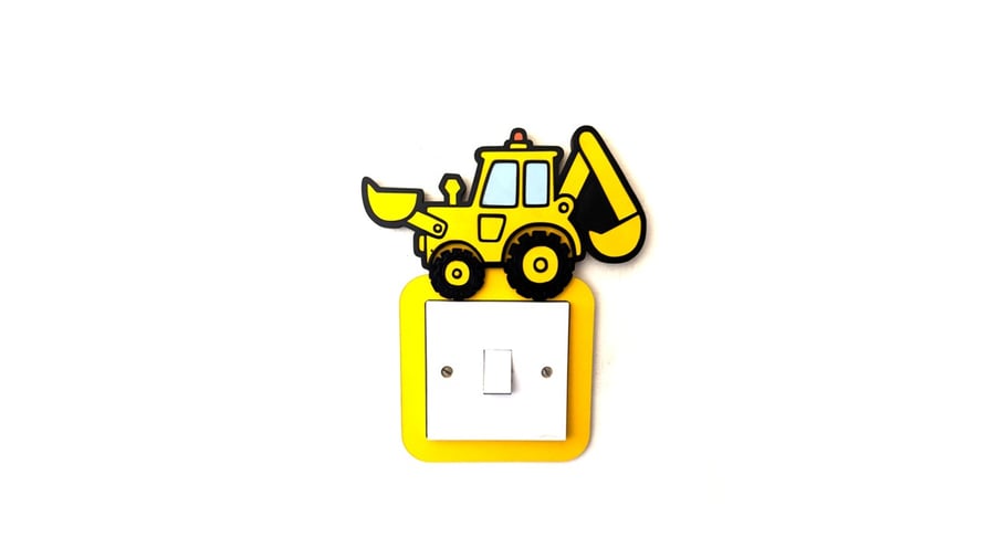 Backhoe Loader Light switch surround Kids bedroom decor - FREE UK SHIPPING