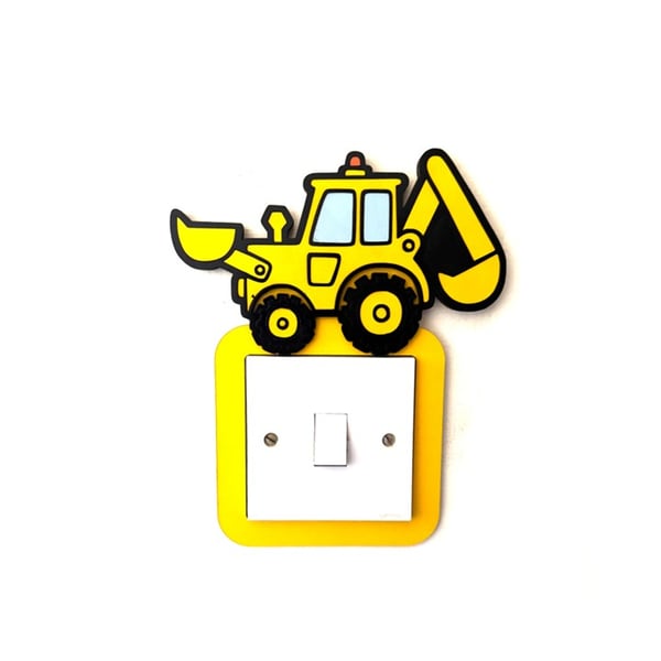 Backhoe Loader Light switch surround Kids bedroom decor - FREE UK SHIPPING