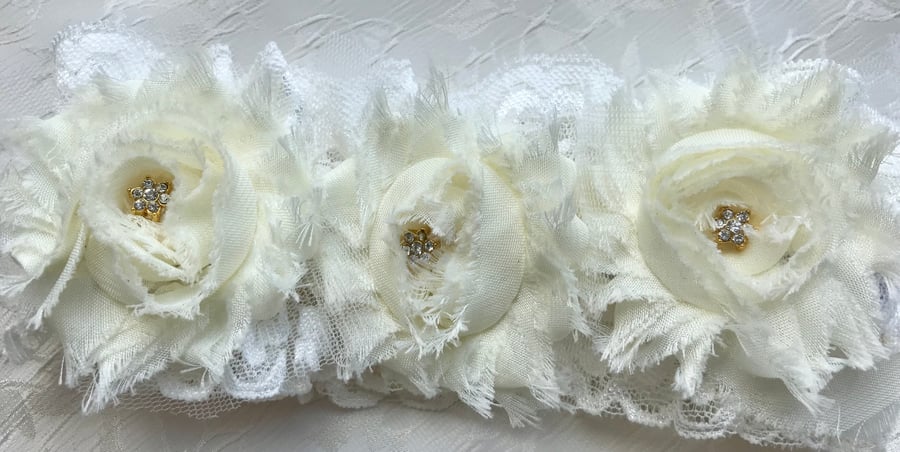 Suzette Ivory Rose Wedding Garter