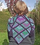 Shawl, Scarf, Wrap, Knitted Handspun, Purple, Pink, Blue, Green, Merino Wool - Image 6