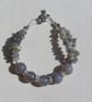Grey Agate & Labradorite Gemstone Beaded Chakra Bracelet "Cloudy Dayz" - Image 3