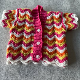 Bright Zigzag short sleeve baby cardigan