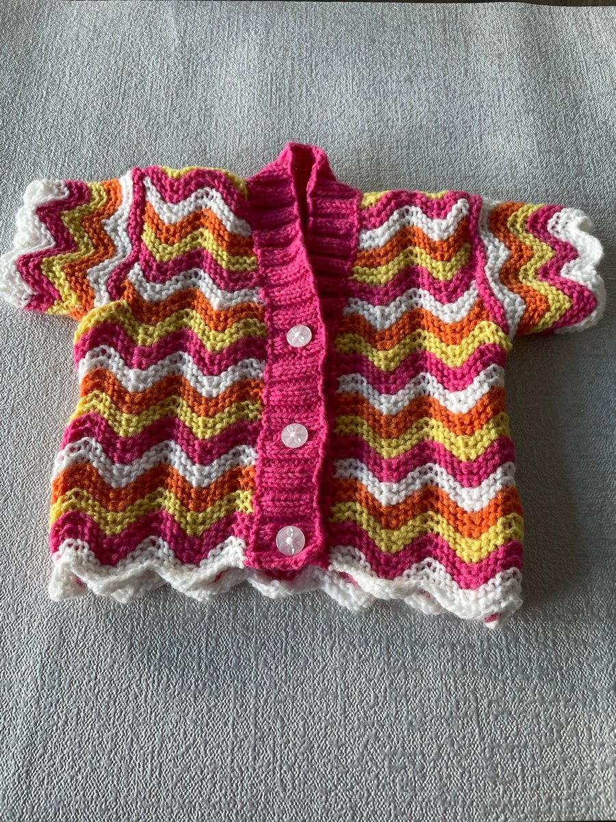 Bright Zigzag short sleeve baby cardigan