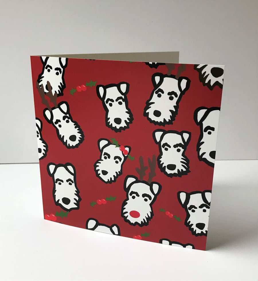 Christmas Fox Terrier Pattern Card