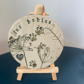 Fur Babies glazed coaster ceramic plaque, decorative, gift, ornament, new home