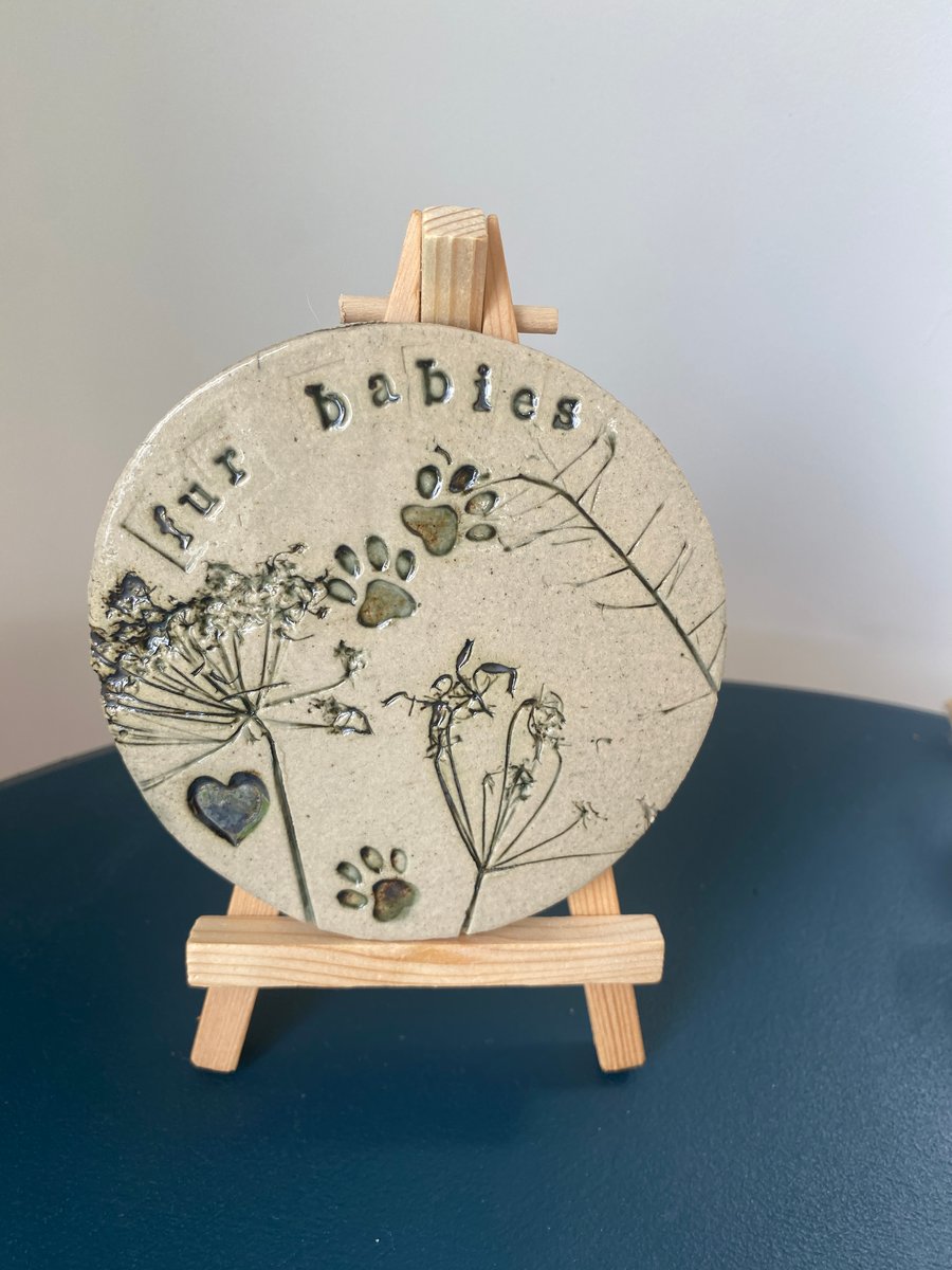 Fur Babies glazed coaster ceramic plaque, decorative, gift, ornament, new home