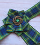 Gordon Tartan Ruffle Rosette Celtic Green Wrist Corsage Prom Ceilidh - Image 3